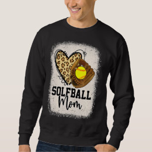 Leopard Softball Mamma Softball Game Day Vibes Mot Lång Ärmad Tröja