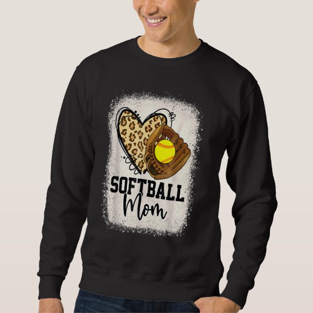 Leopard Softball Mamma Softball Game Day Vibes Mot Lång Ärmad Tröja (Framsida)