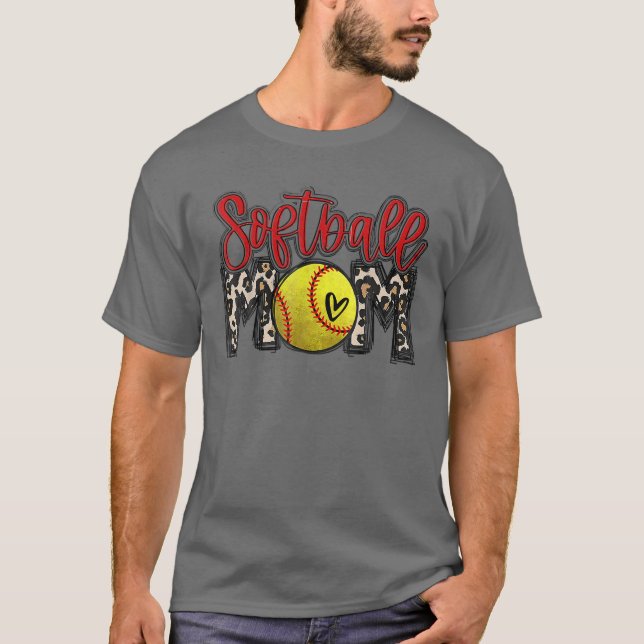 Leopard Softball Mamma Softball Game Day Vibes Mot T Shirt (Framsida)