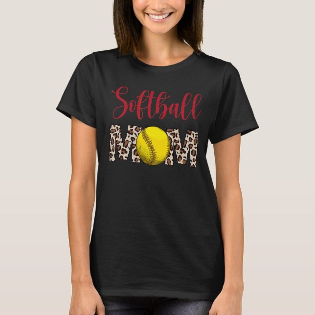Leopard Softball Mamma Softball Game Day Vibes Mot T Shirt (Framsida)
