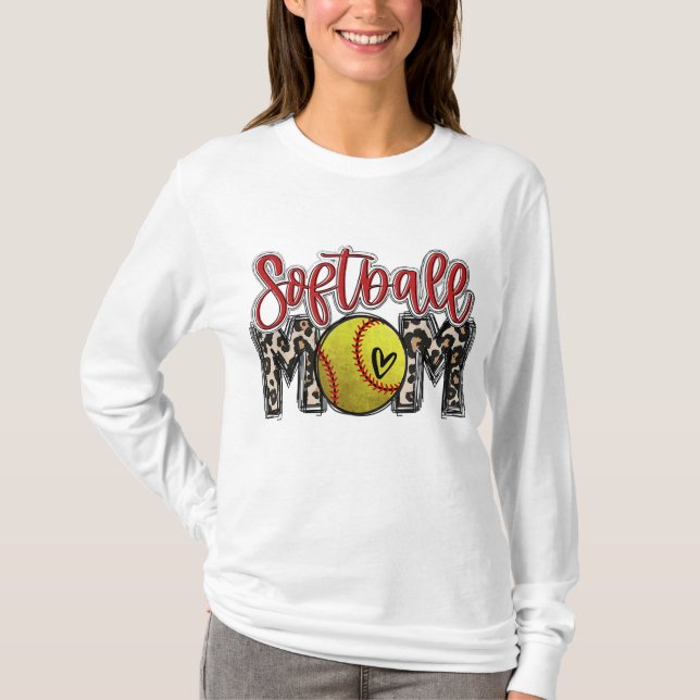 Leopard Softball Mamma Softball Game Day Vibes Mot T Shirt (Framsida)