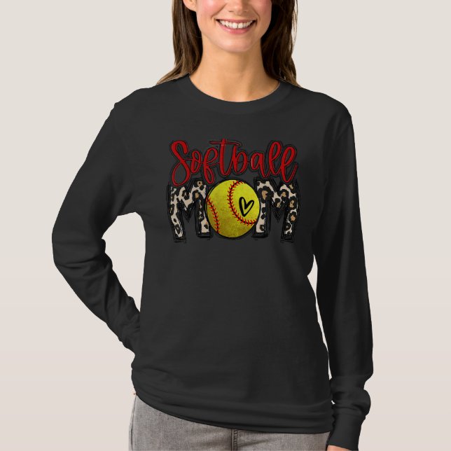Leopard Softball Mamma Softball Game Day Vibes Mot T Shirt (Framsida)