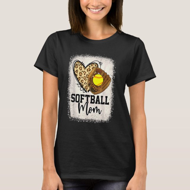 Leopard Softball Mamma Softball Game Day Vibes Mot T Shirt (Framsida)