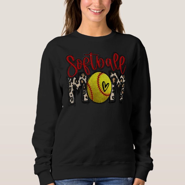 Leopard Softball Mamma Softball Game Day Vibes Mot T Shirt (Framsida)