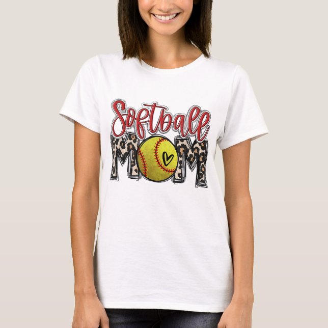 Leopard Softball Mamma Softball Game Day Vibes Mot T Shirt (Framsida)