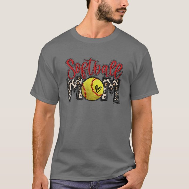 Leopard Softball Mamma Softball Game Day Vibes Mot T Shirt (Framsida)
