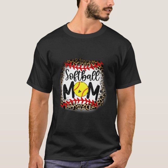 Leopard Softboll Mamma Softboll Mamma T Shirt (Framsida)