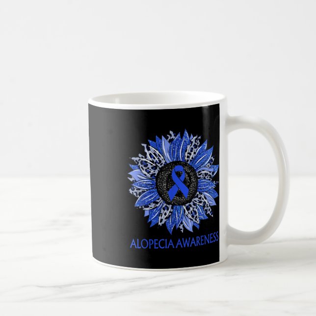 Leopard Solros Alopecia Awareness Blue Ribbon S Kaffemugg (Höger)