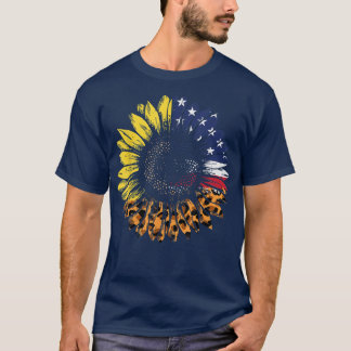 Leopard Solros American US Flagga 4:e juli Pat T Shirt