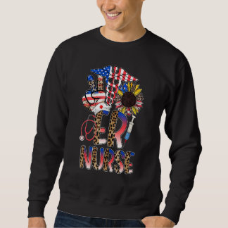 Leopard Solros Er Nurse American Flagga 4th of J Lång Ärmad Tröja