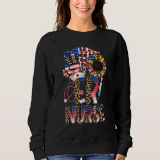 Leopard Solros Er Nurse American Flagga 4th of J T Shirt