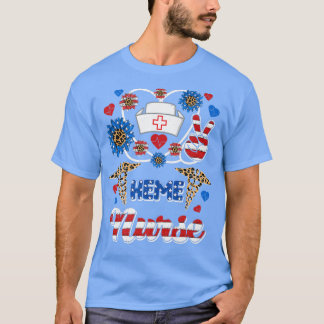 Leopard Solros HEME Nurse American Flagga Funny 4 T Shirt