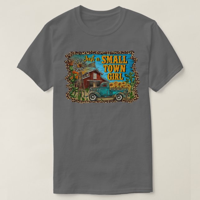Leopard Solros Lastbil Bara Small Town Girl Weste T Shirt (Design framsida)