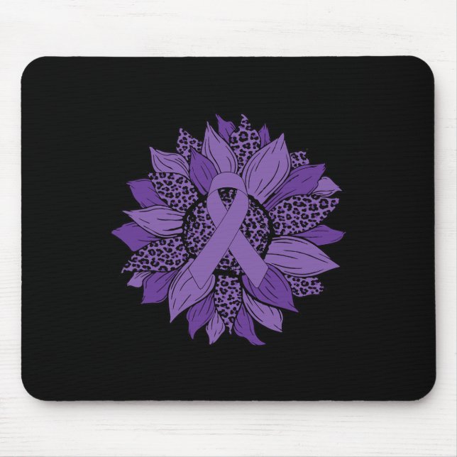 Leopard Solros Lila Ribbon Fibromyalgia Medveten Musmatta (Framsidan)