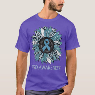 Leopard Solros PTSD Awareness Teal Ribbon T Shirt