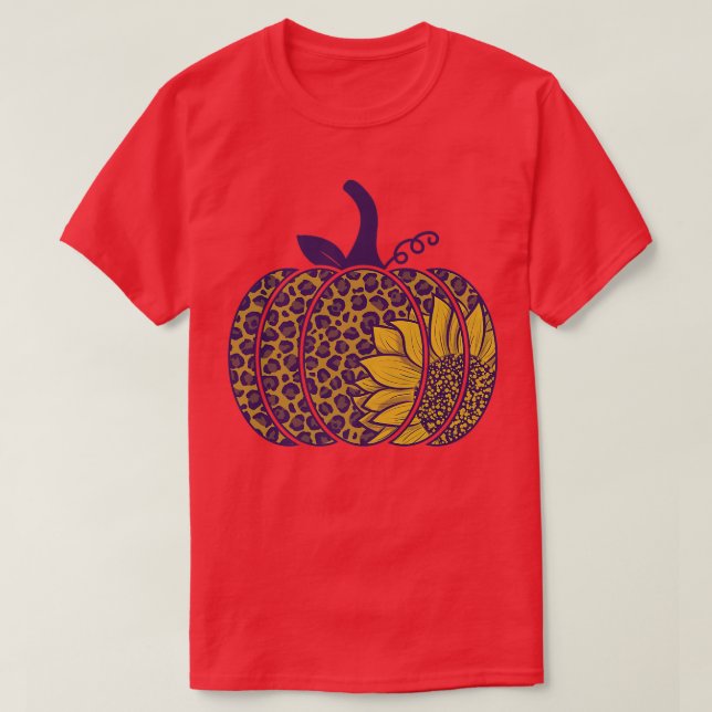 Leopard Solros Pumpkin Clothing Fall Autumn Pre T Shirt (Design framsida)