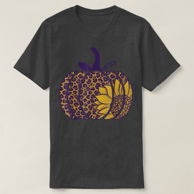 Leopard Solros Pumpkin Clothing Fall Hösten T Shirt (Design framsida)