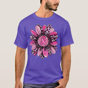 Leopard Solros Rosa Ribbon Breast Cancer Awaren T Shirt