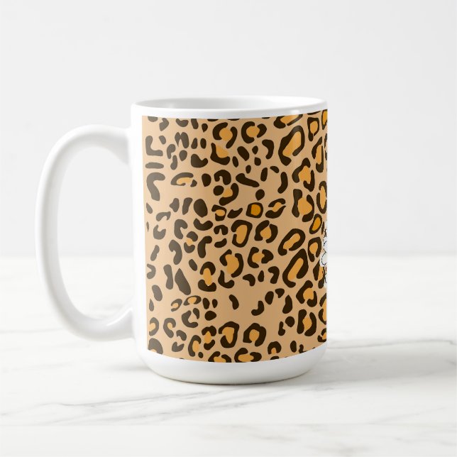 Leopard Solros Rustik Blommig Kaffemugg (Vänster)