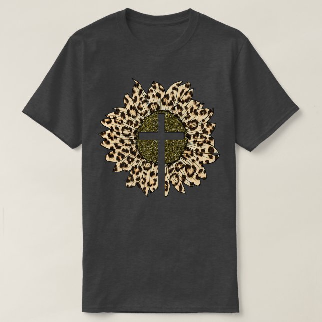 Leopard Solros Women Leopard Skriv ut T Shirt (Design framsida)