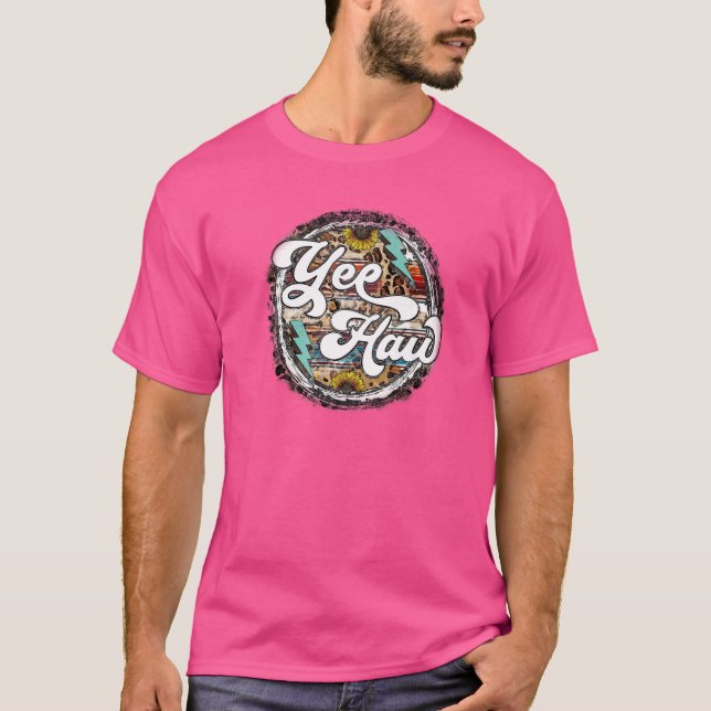 Leopard Solros Yehaw Lightning Bolt Western Co T Shirt (Framsida)