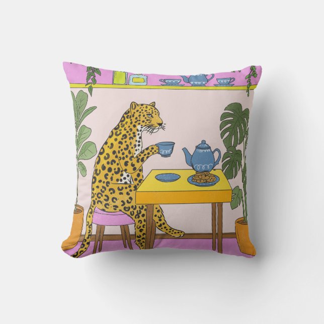 Leopard som dricker te kudde (Framsida)