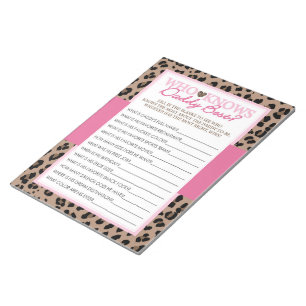 Leopard som känner pappa Best Baby Shower Game Pac Anteckningsblock