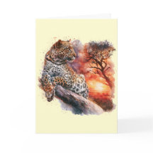 Leopard som slappnar på en gren Kort #1