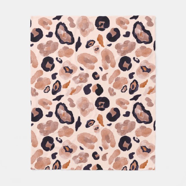 Leopard, sömlös, beige bakgrund. fleecefilt (Framsidan)