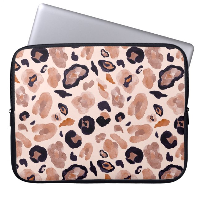 Leopard, sömlös, beige bakgrund. laptop fodral (Framsidan)