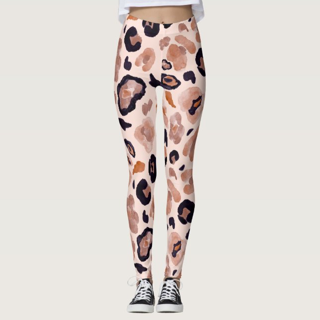 Leopard, sömlös, beige bakgrund. leggings (Framsida)