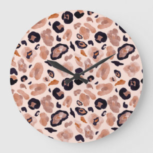 Leopard, sömlös, beige bakgrund. stor klocka