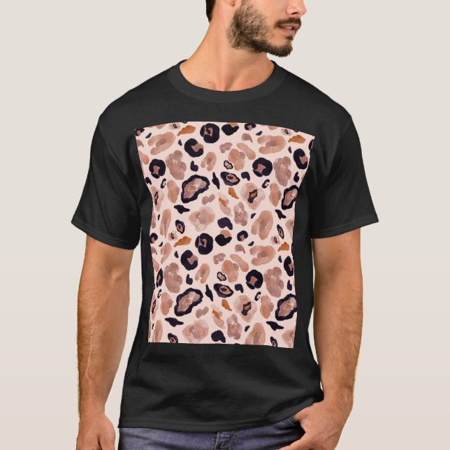 Leopard, sömlös, beige bakgrund. t shirt (Framsida)
