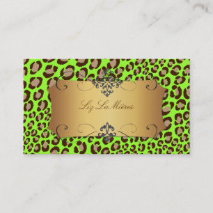 Leopard spets/neon grönt/affärskort visitkort