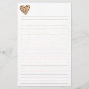 Leopard Sports Heart Lining Stationery Brevpapper