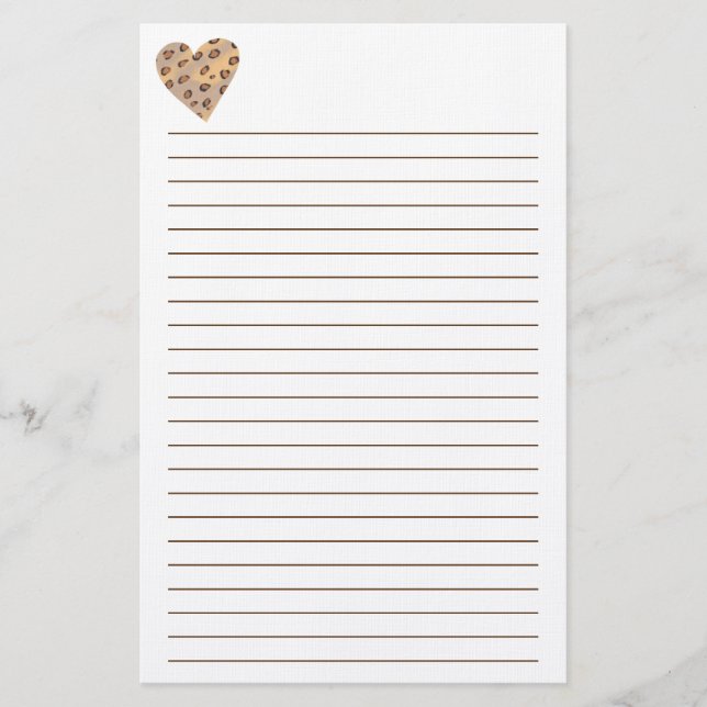 Leopard Sports Heart Lining Stationery Brevpapper (Framsida)