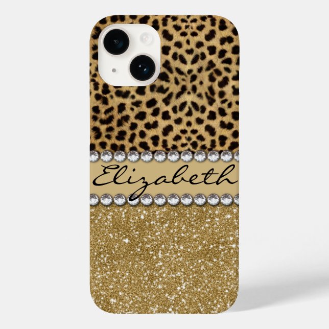 Leopard Spot Guld Glitter Rhinestone (Baksida)