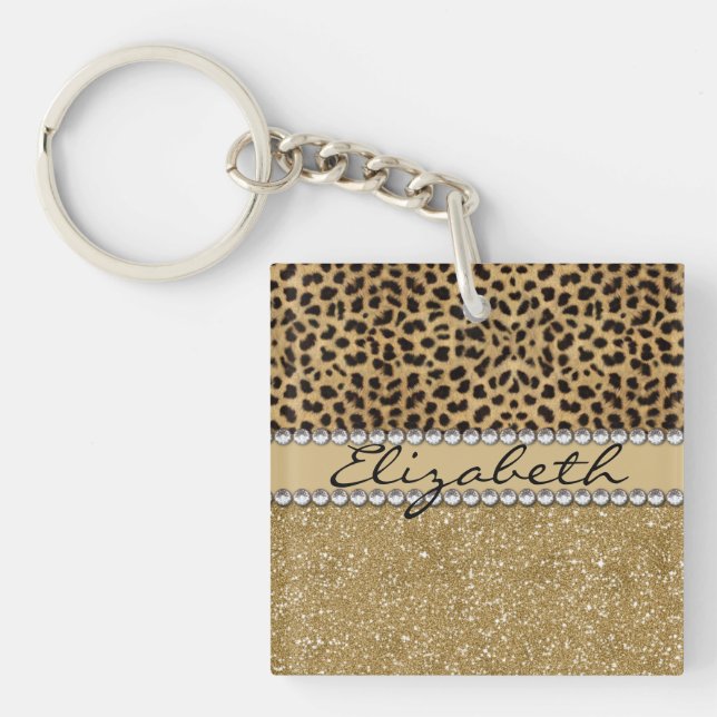 Leopard Spot Guld Glitter Rhinestone PHOTO PRINT (Framsidan)