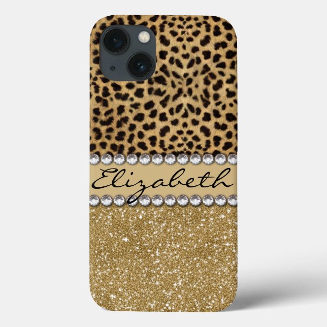 Leopard Spot Guld Glitter Rhinestone PRINT (Baksida)