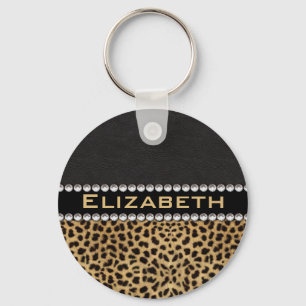 Leopard Spot Rhinestone Diamonds Monogram PHOTO Nyckelring