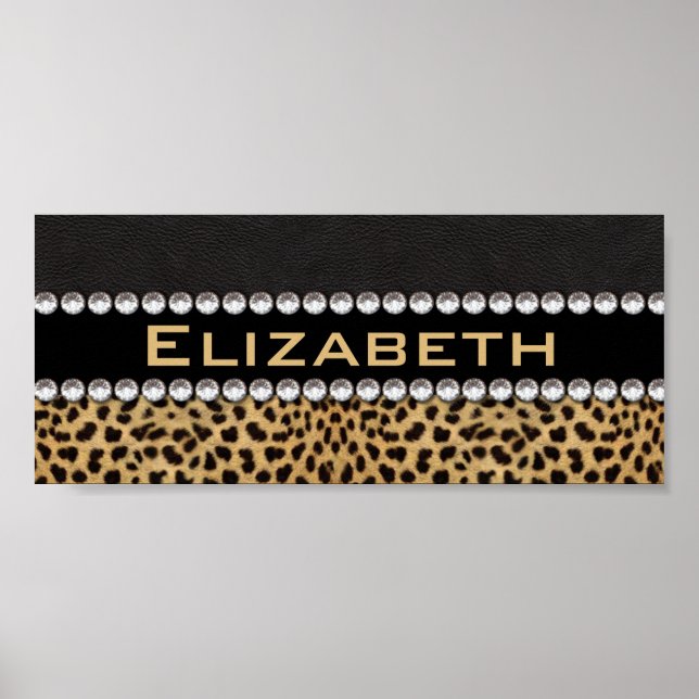 Leopard Spot Rhinestone Diamonds Monogram PHOTO Poster (Framsidan)