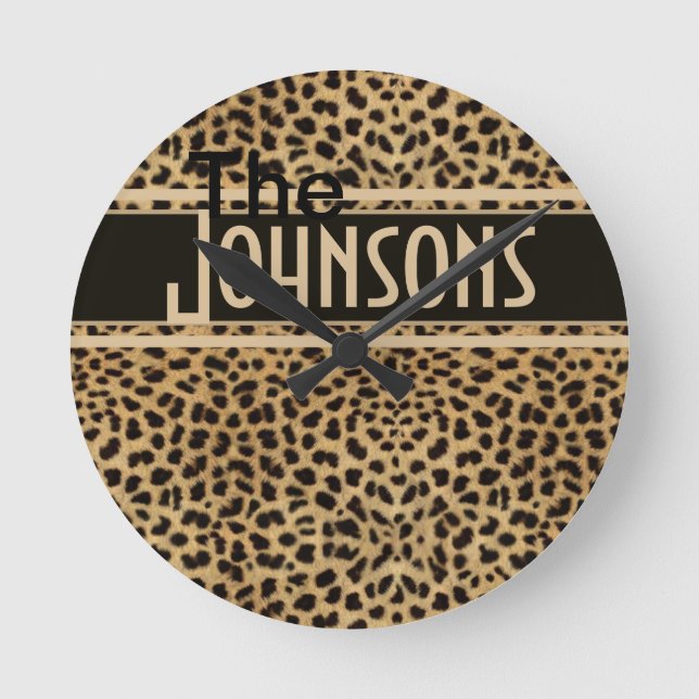 Leopard Spot Skin Print Personalized Rund Klocka (Framsida)