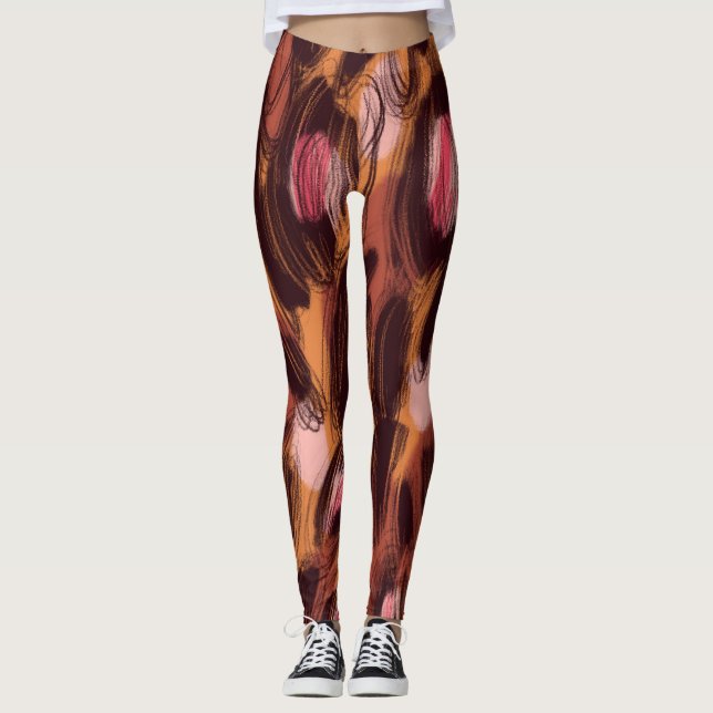 Leopard Spots African Animal Mönster Leggings (Framsida)