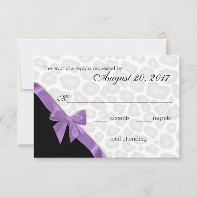 Leopard Spots and Lila Ribbon Responcard OSA Kort (Framsida)