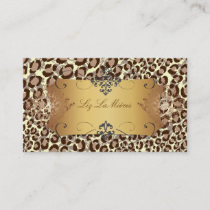 Leopard spots aux naturelle + dash of damask visitkort