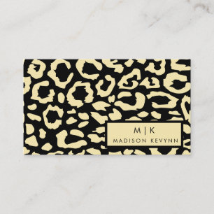 Leopard Spots Black and Guld Animal Print Mönster Visitkort