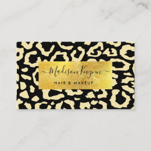 Leopard Spots Black and Guld Animal Print Mönster Visitkort