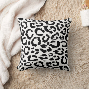 Leopard Spots Black and White Animal Print Mönster Kudde