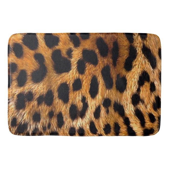 Leopard Spots Black Brown Vild Animal Fine Art Badrumsmatta (Framsidan)