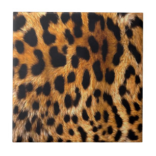 Leopard Spots Black Brown Vild Animal Fine Art Kakelplatta